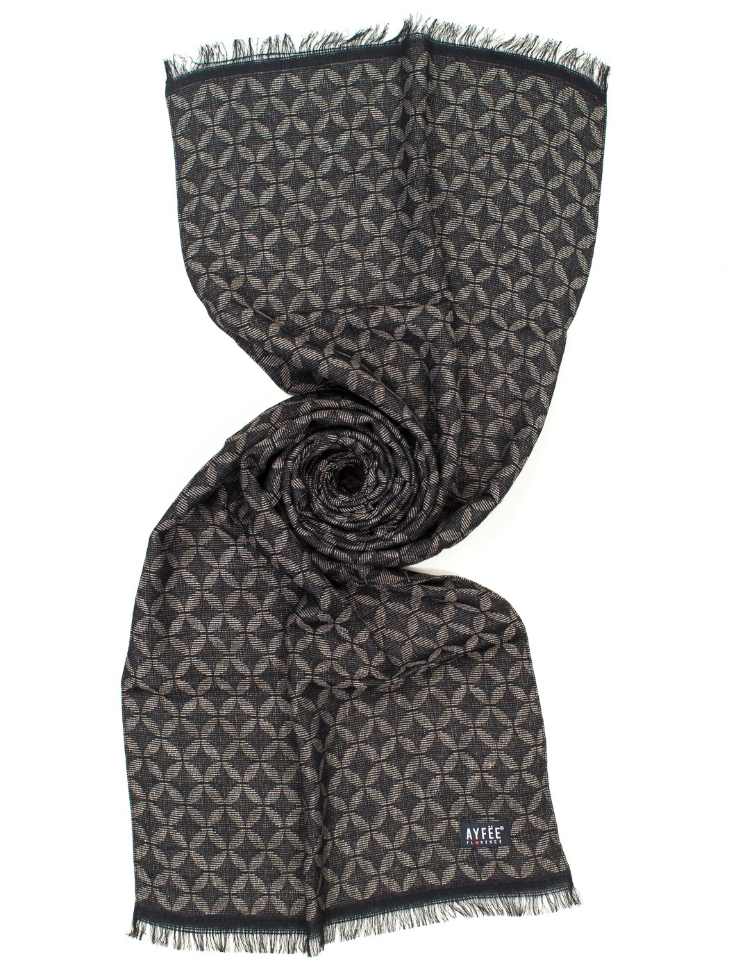 STOLA UOMO JACQUARD CIRCLE , 45X180 - BLACK